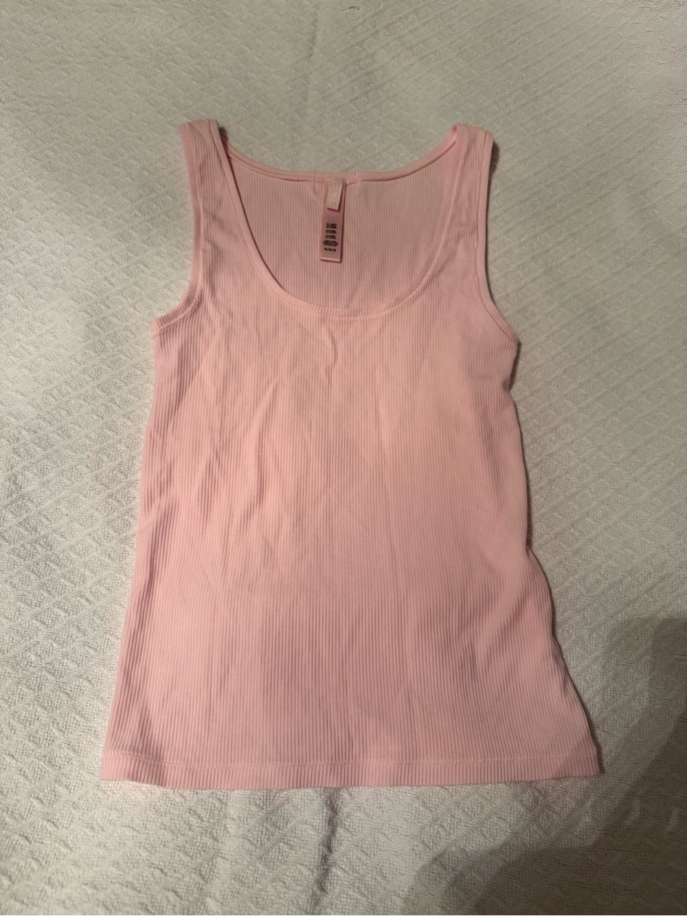 SKIMS Pink Ribbed Tank Top